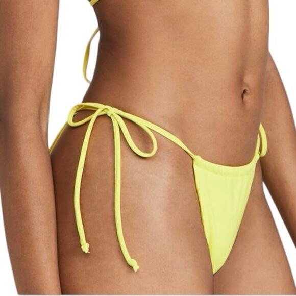 GOOD AMERICAN Women’s Tiny Ties String Bikini Bottom in lemon lime-Size 2/US M - Picture 3 of 8